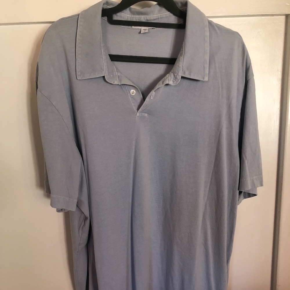 James Perse Sueded Jersey Polo (Light Blue) (5/XXL)